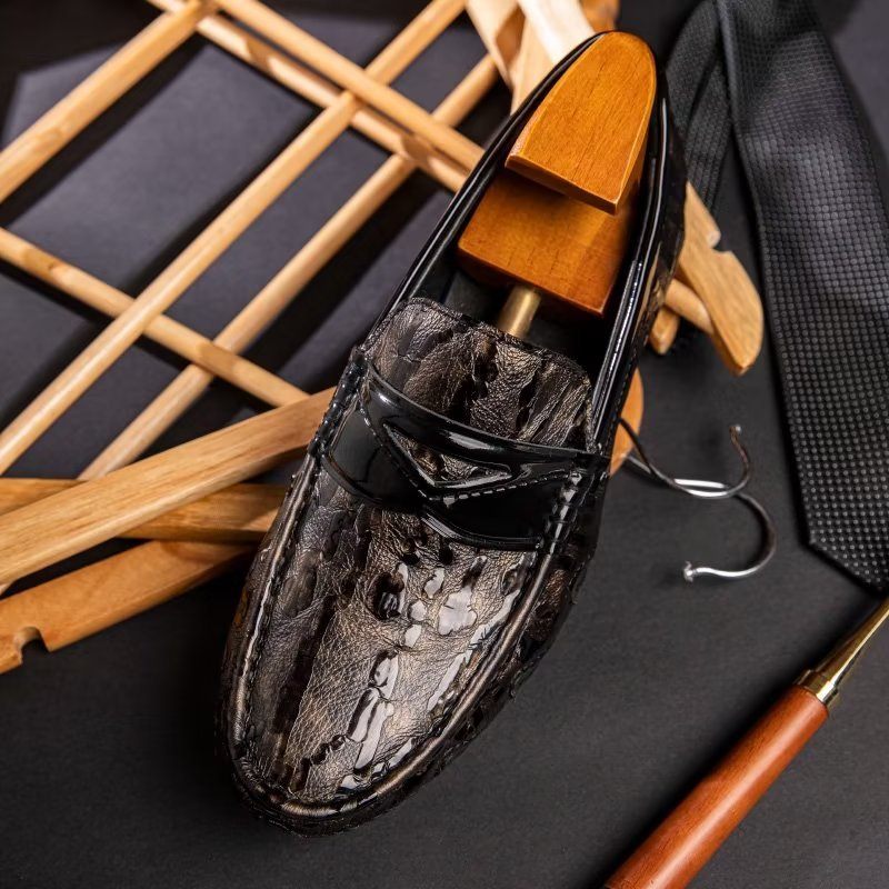 Férfi Naplopók Croc Pattern Elegáns Slip On Loafers - Kávé