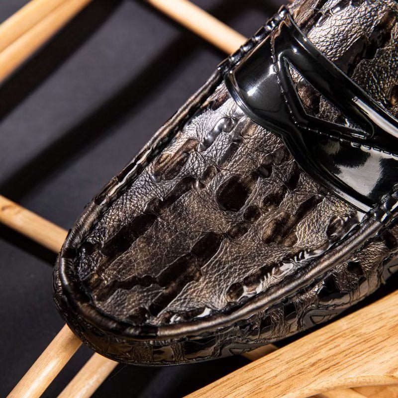 Férfi Naplopók Croc Pattern Elegáns Slip On Loafers - Kávé