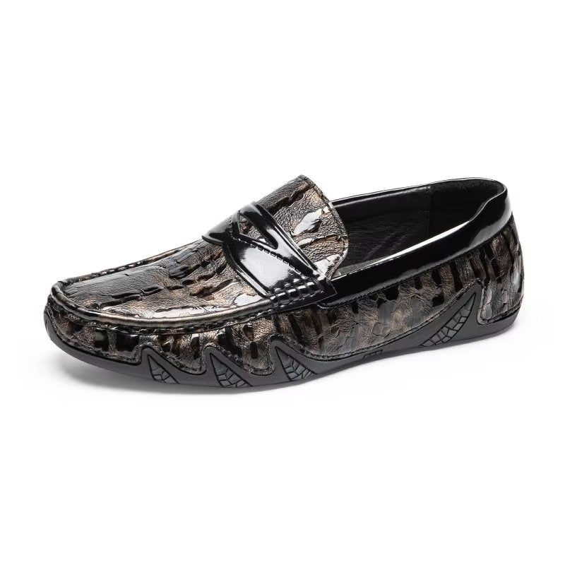 Férfi Naplopók Croc Pattern Elegáns Slip On Loafers - Kávé