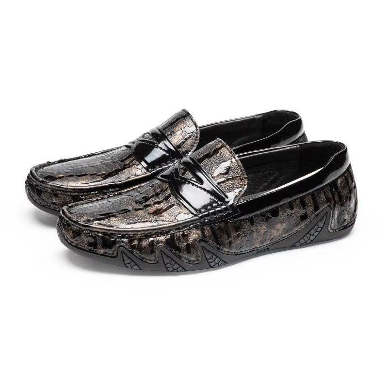 Férfi Naplopók Croc Pattern Elegáns Slip On Loafers - Kávé