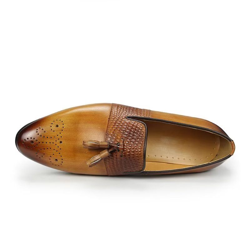 Férfi Naplopók Croc Pattern Luxus Slip On Loafers - Barna