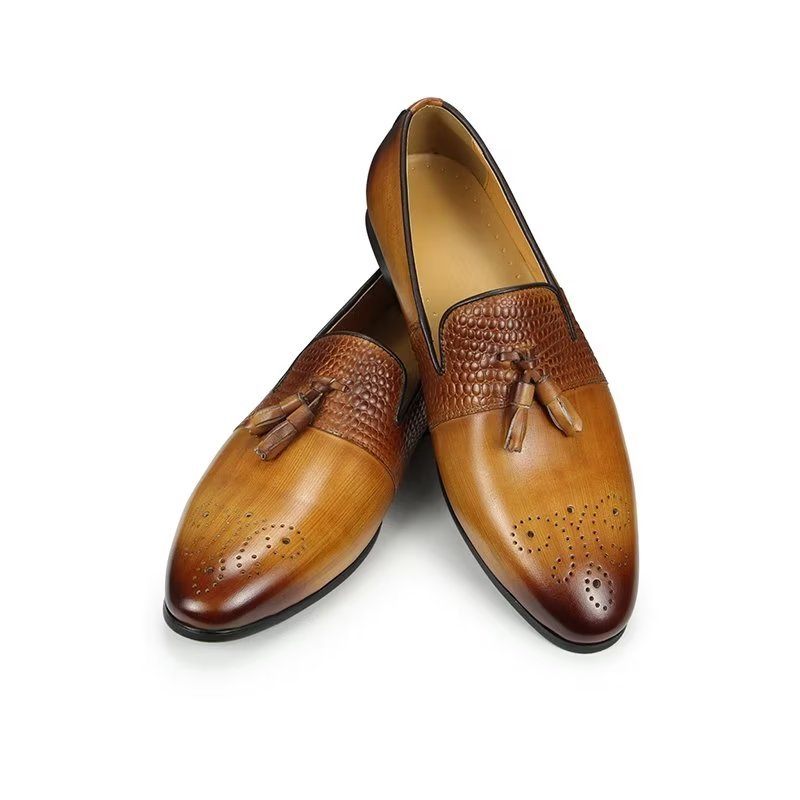 Férfi Naplopók Croc Pattern Luxus Slip On Loafers - Barna