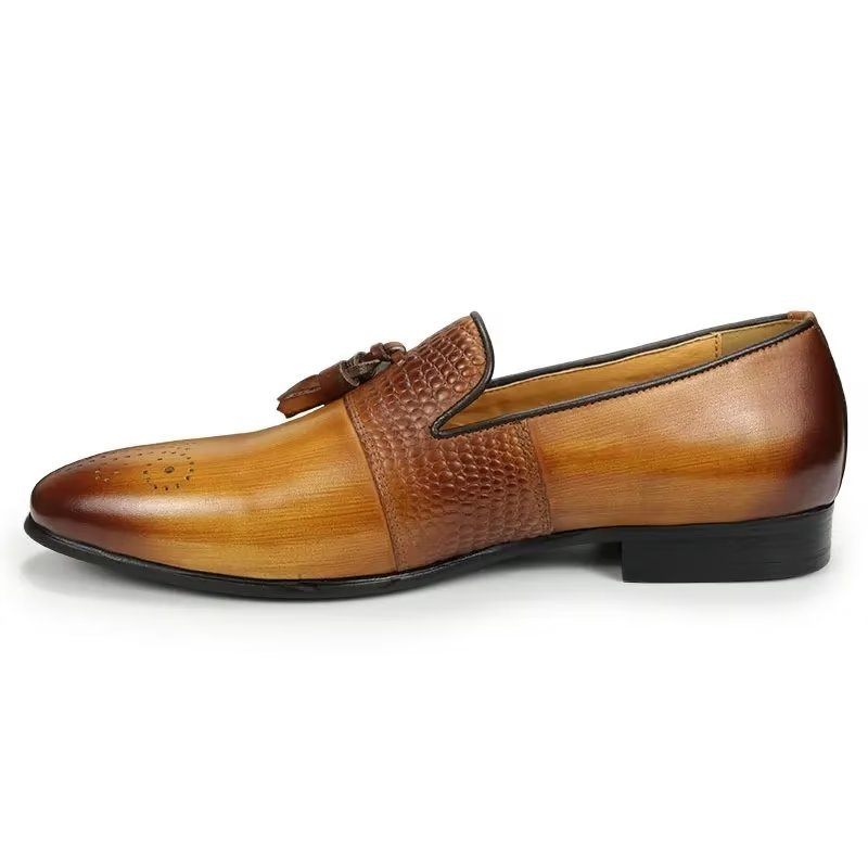 Férfi Naplopók Croc Pattern Luxus Slip On Loafers - Barna