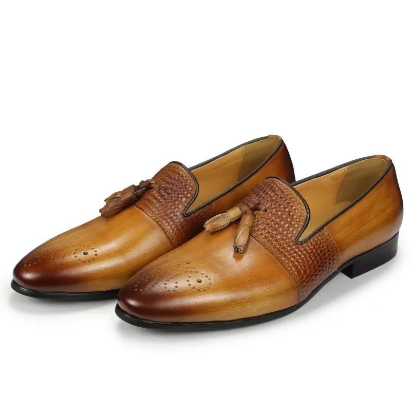 Férfi Naplopók Croc Pattern Luxus Slip On Loafers - Barna