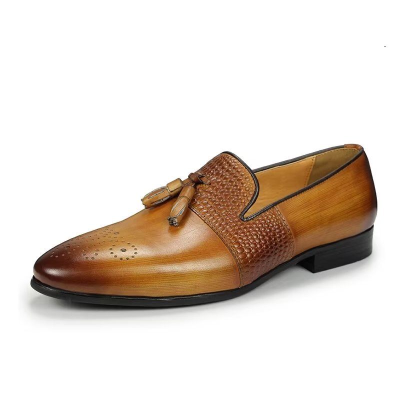 Férfi Naplopók Croc Pattern Luxus Slip On Loafers - Barna