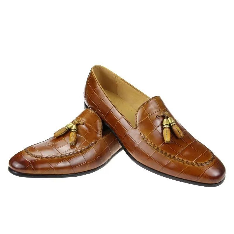 Férfi Naplopók Croc Pattern Modish Slip On Loafers - Barna