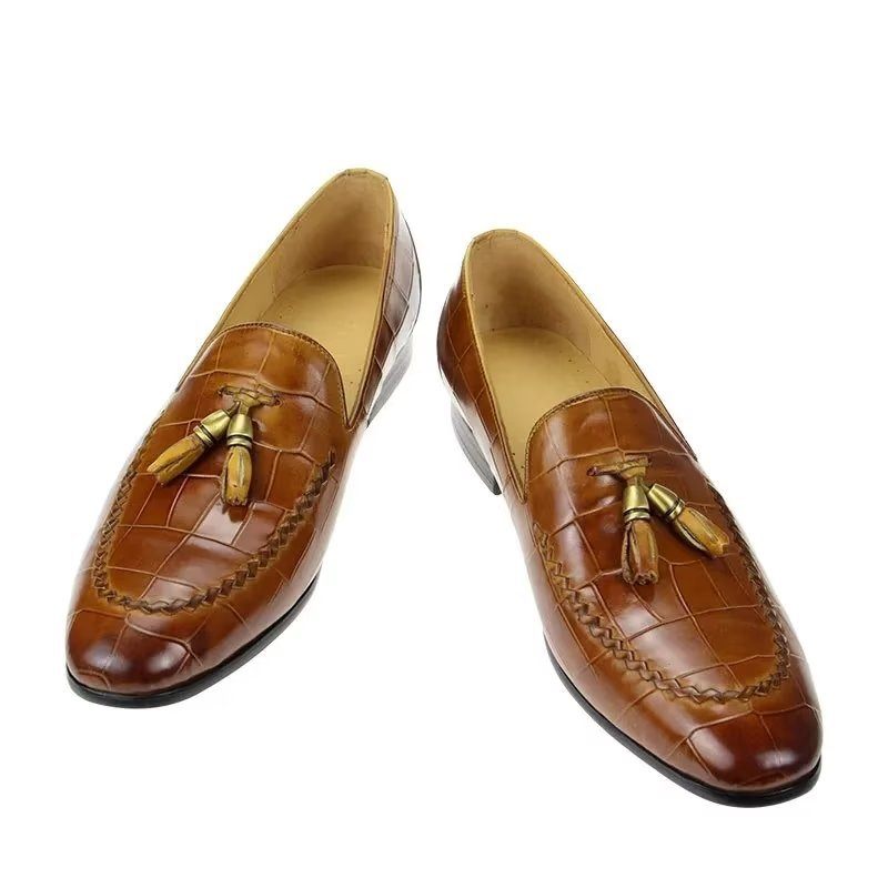 Férfi Naplopók Croc Pattern Modish Slip On Loafers - Barna