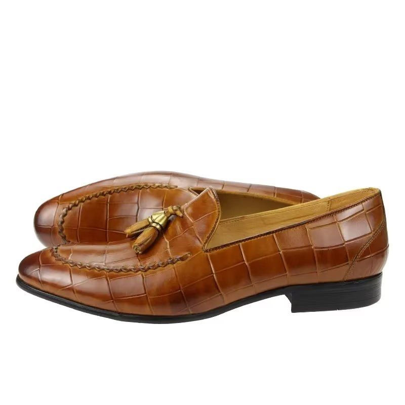 Férfi Naplopók Croc Pattern Modish Slip On Loafers - Barna