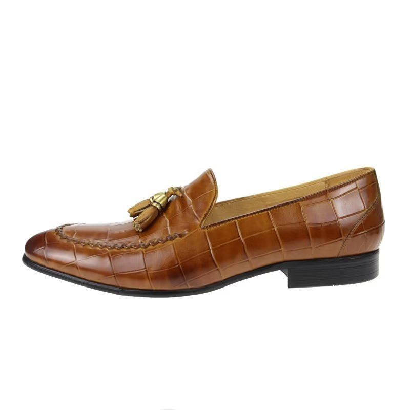 Férfi Naplopók Croc Pattern Modish Slip On Loafers - Barna