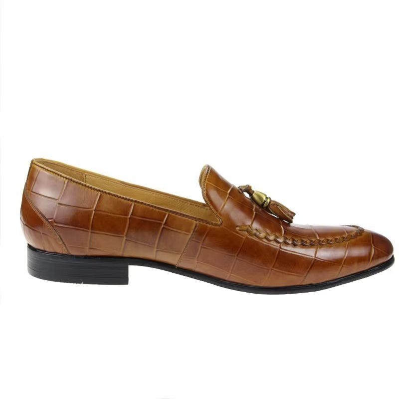 Férfi Naplopók Croc Pattern Modish Slip On Loafers - Barna