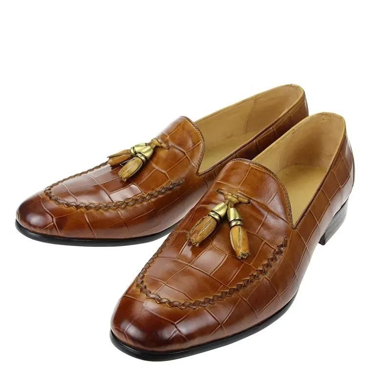 Férfi Naplopók Croc Pattern Modish Slip On Loafers - Barna