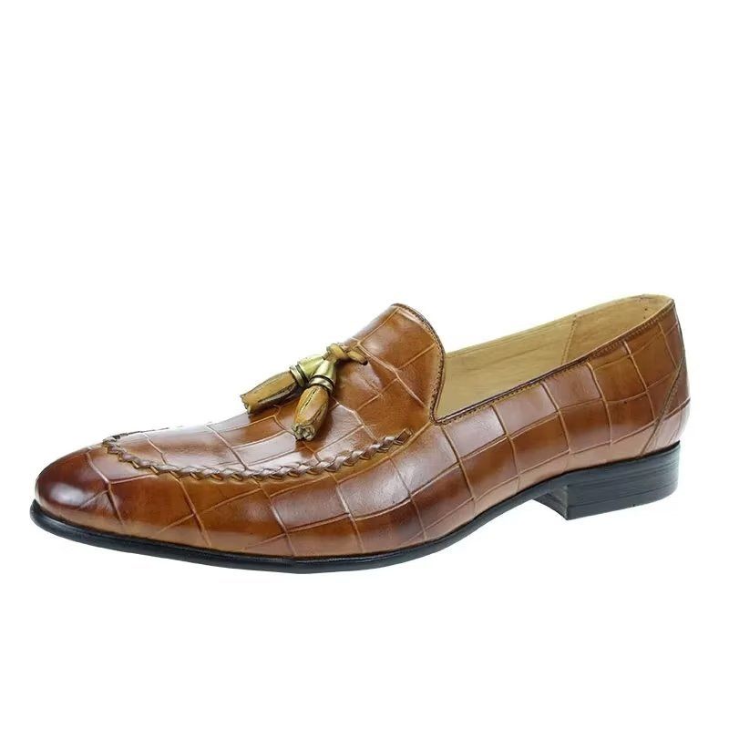 Férfi Naplopók Croc Pattern Modish Slip On Loafers - Barna