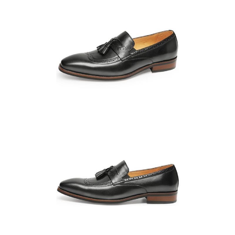 Férfi Naplopók Egzotikus Slip On Brogue Loafers - Fekete