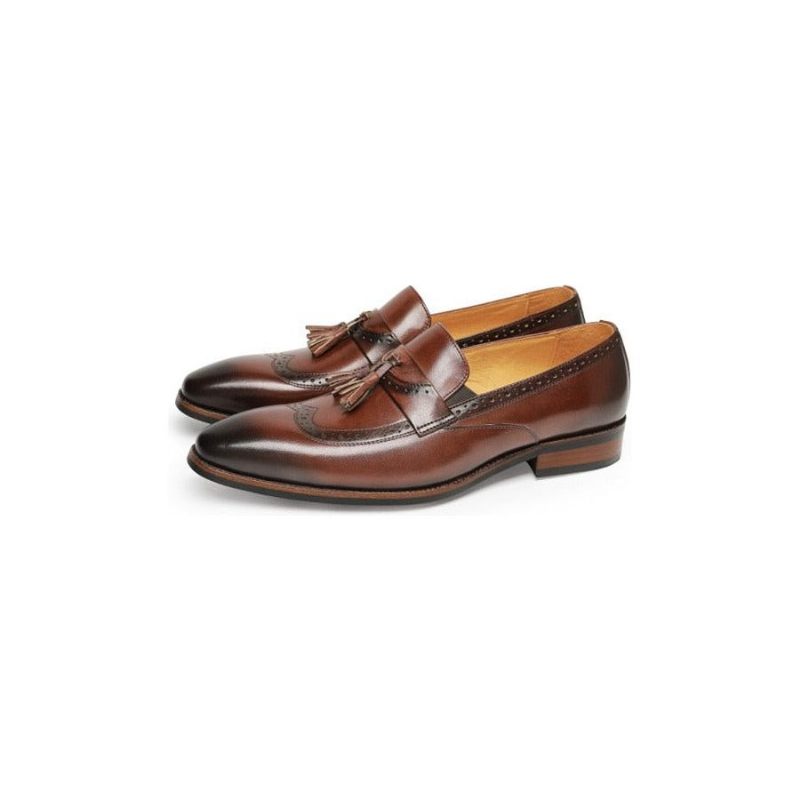 Férfi Naplopók Egzotikus Slip On Brogue Loafers - Barna