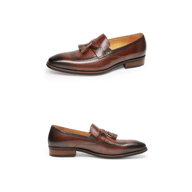 Férfi Naplopók Egzotikus Slip On Brogue Loafers - Barna