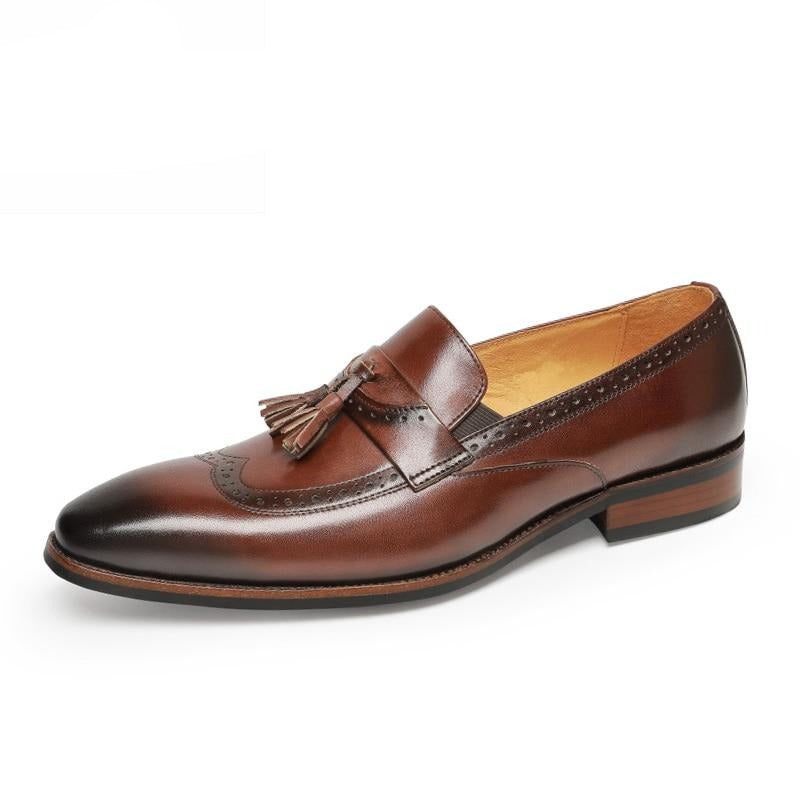 Férfi Naplopók Egzotikus Slip On Brogue Loafers - Barna