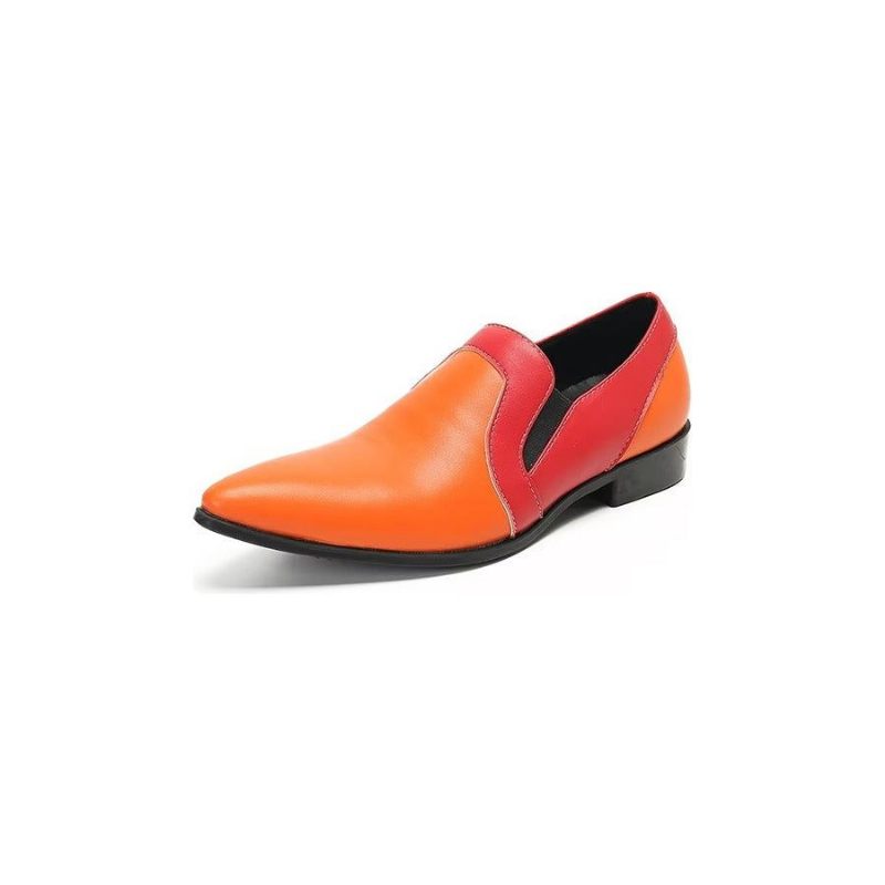 Férfi Naplopók Finomított Bőrből Készült Elegance Slip-on Cipők - Narancs