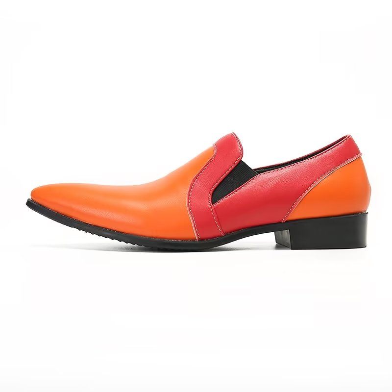 Férfi Naplopók Finomított Bőrből Készült Elegance Slip-on Cipők - Narancs