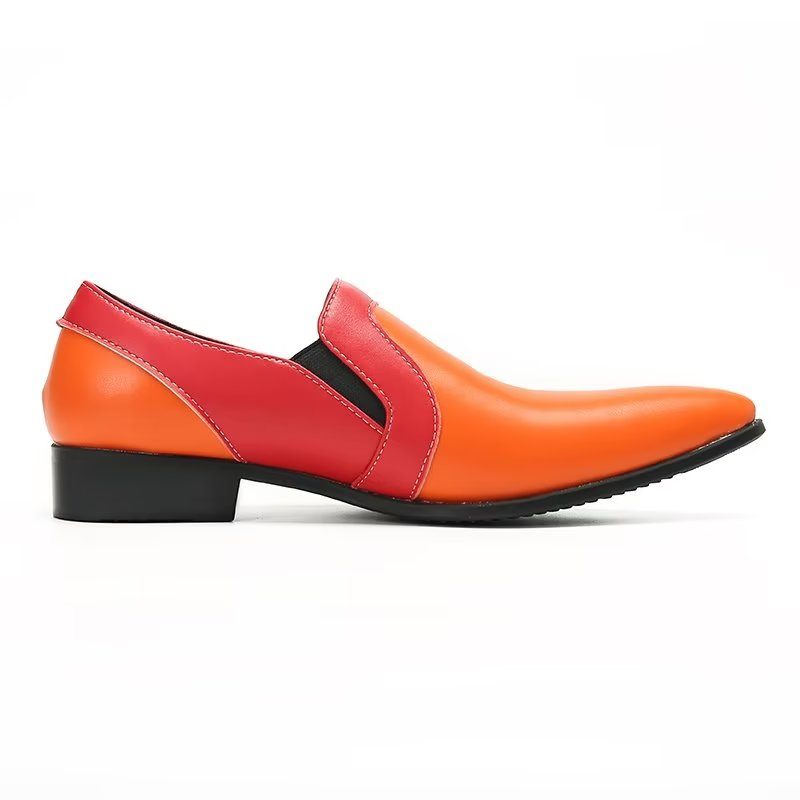 Férfi Naplopók Finomított Bőrből Készült Elegance Slip-on Cipők - Narancs