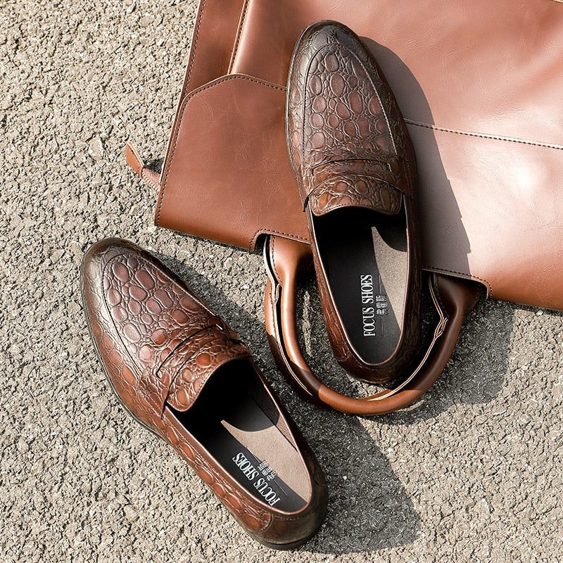 Férfi Naplopók Luxus Croctex Nyári Slip-on Loafers - Kávé