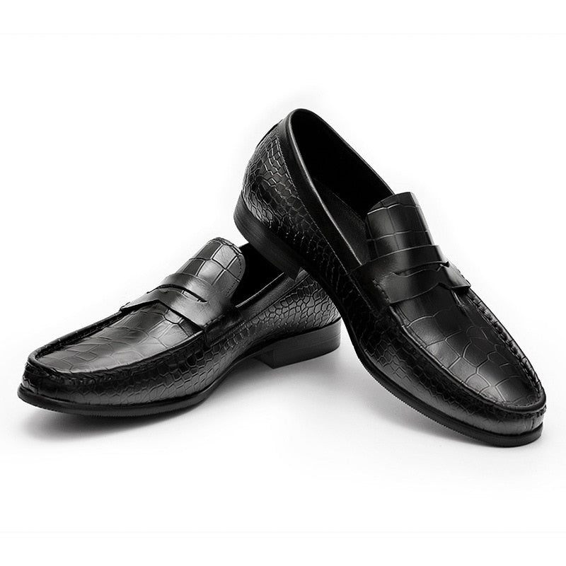 Férfi Naplopók Luxus Croctex Slip On Brogues Loafers - Fekete