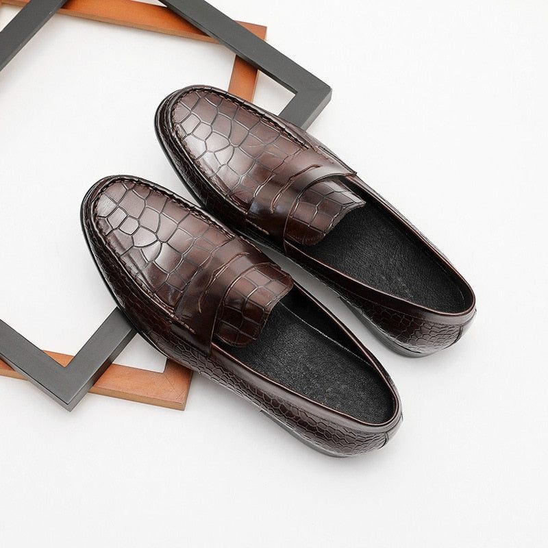 Férfi Naplopók Luxus Croctex Slip On Brogues Loafers - Kávé