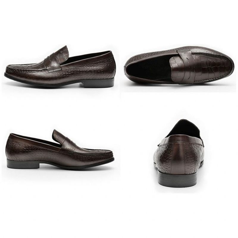 Férfi Naplopók Luxus Croctex Slip On Brogues Loafers - Kávé