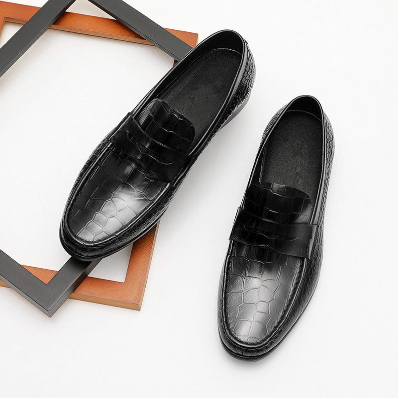 Férfi Naplopók Luxus Croctex Slip On Brogues Loafers - Fekete