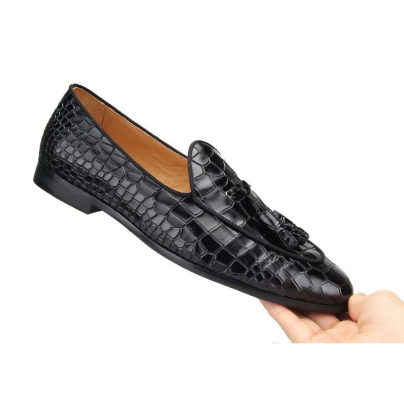 Férfi Naplopók Luxus Croctex Slip-on Tömör Mintás - Fekete