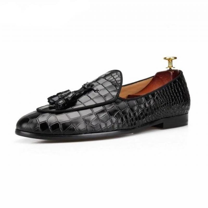 Férfi Naplopók Luxus Croctex Slip-on Tömör Mintás - Fekete