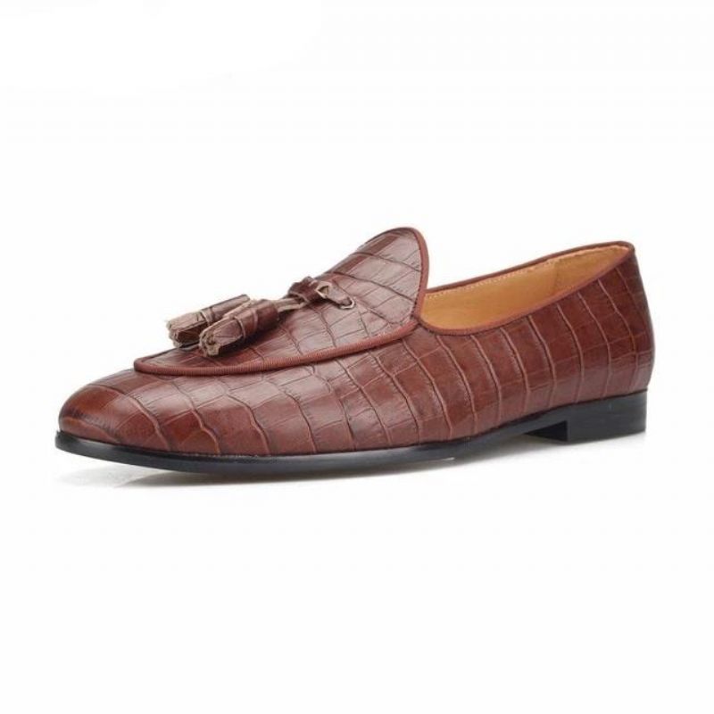 Férfi Naplopók Luxus Croctex Slip-on Tömör Mintás - Kávé