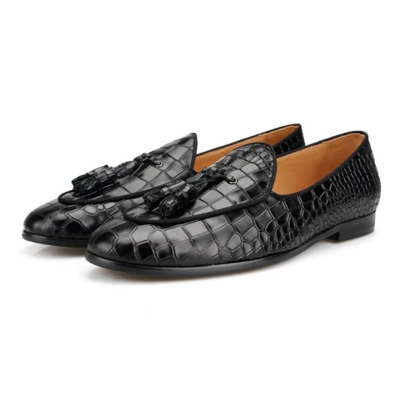 Férfi Naplopók Luxus Croctex Slip-on Tömör Mintás - Fekete