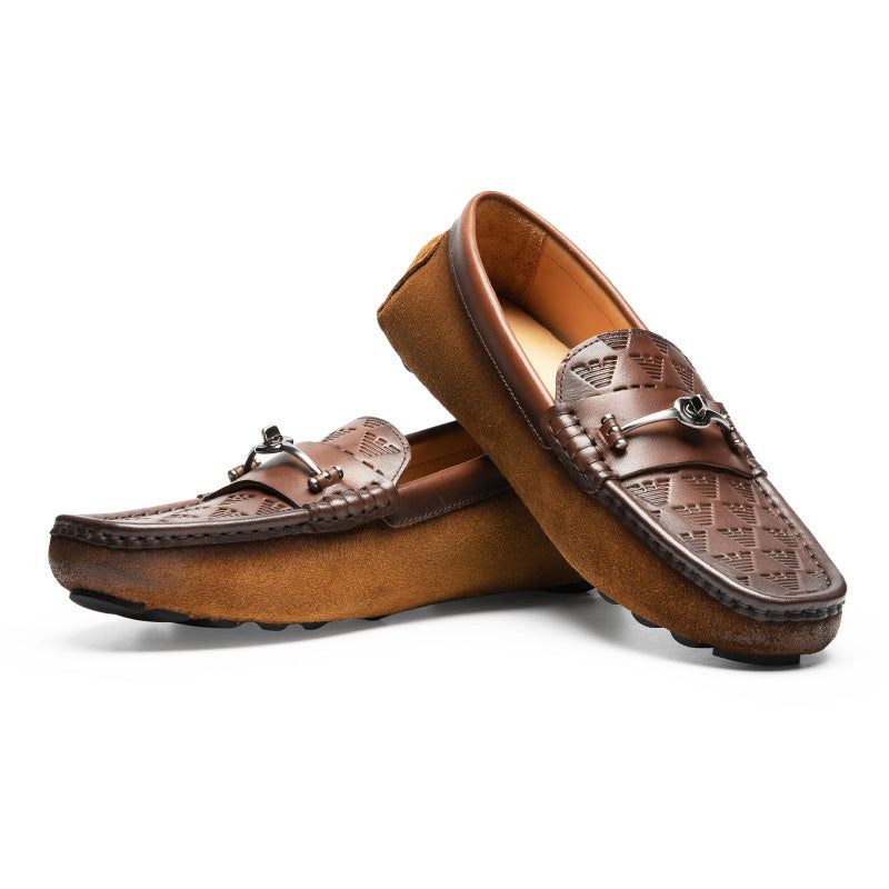 Férfi Naplopók Luxus Római Bőr Slip-on Bankett - Kávé