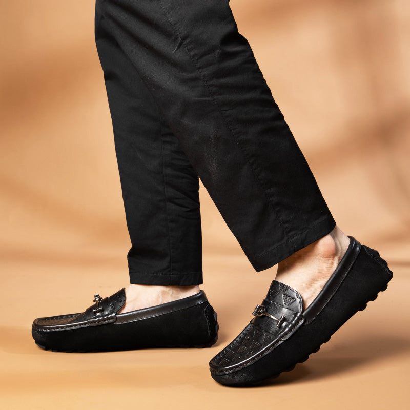 Férfi Naplopók Luxus Római Bőr Slip-on Bankett - Fekete