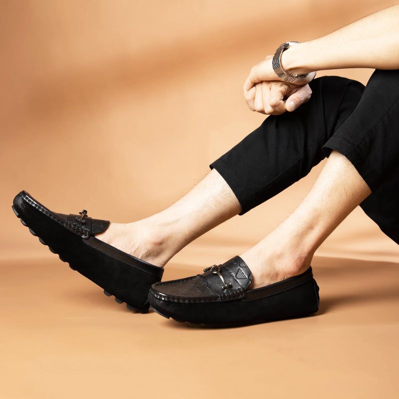 Férfi Naplopók Luxus Római Bőr Slip-on Bankett - Fekete