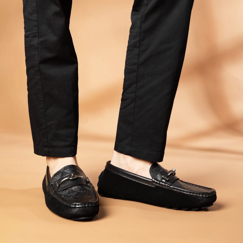 Férfi Naplopók Luxus Római Bőr Slip-on Bankett - Fekete