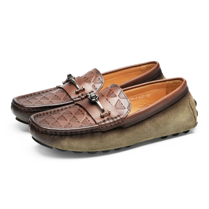 Férfi Naplopók Luxus Római Bőr Slip-on Bankett - Zöld