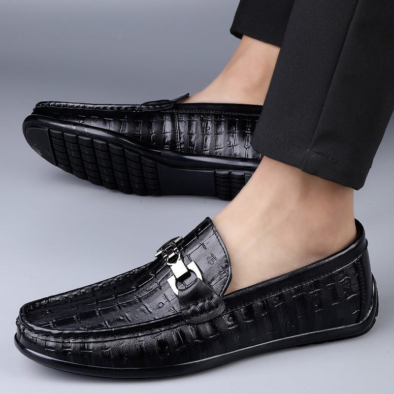 Férfi Naplopók Modish Croctex Slip-on Vezetőcipők - Fekete