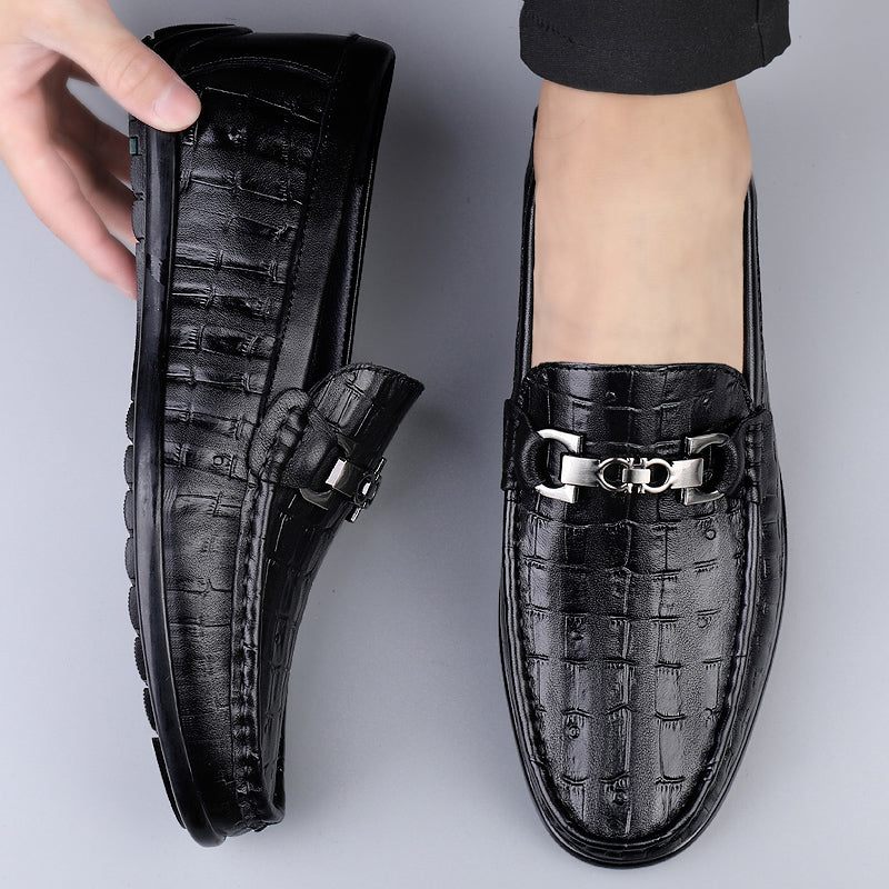 Férfi Naplopók Modish Croctex Slip-on Vezetőcipők - Fekete