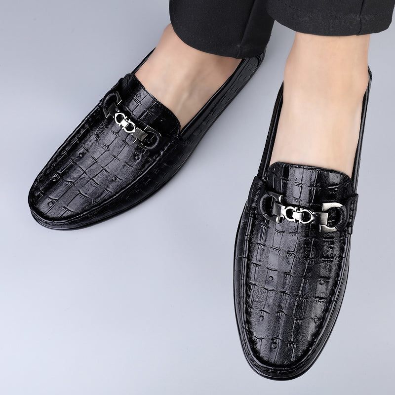 Férfi Naplopók Modish Croctex Slip-on Vezetőcipők - Fekete