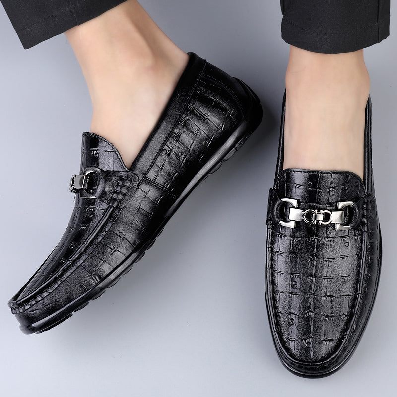 Férfi Naplopók Modish Croctex Slip-on Vezetőcipők - Fekete