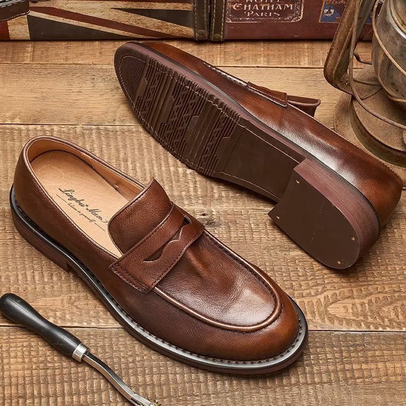 Férfi Naplopók Modish Slip On Penny Loafers - Kávé