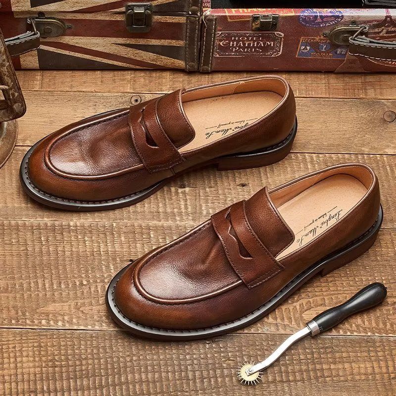 Férfi Naplopók Modish Slip On Penny Loafers - Kávé