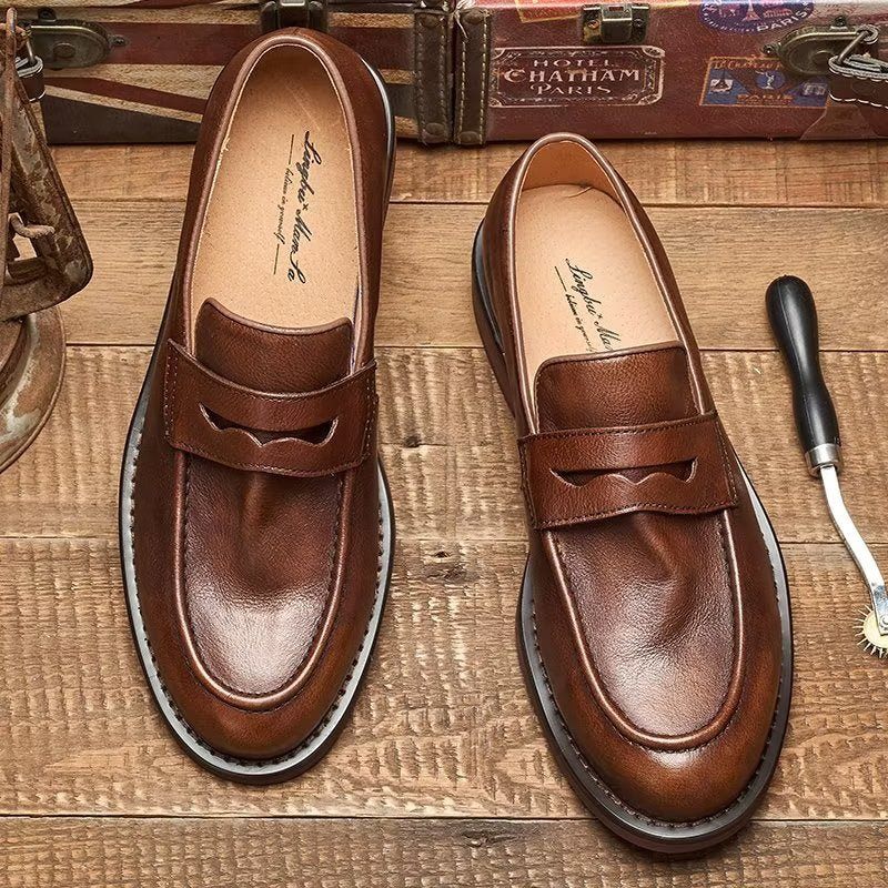 Férfi Naplopók Modish Slip On Penny Loafers - Kávé