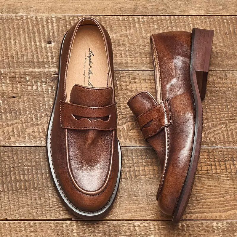 Férfi Naplopók Modish Slip On Penny Loafers - Kávé