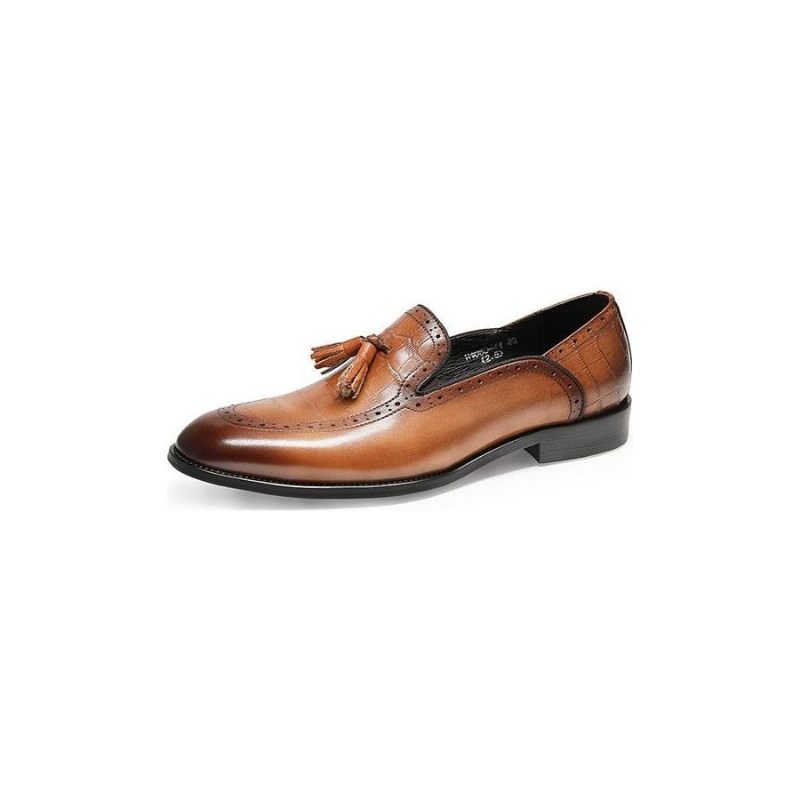 Férfi Naplopók Retro Elegáns Egzotikus Bojt Bőr Brogue - Kávé