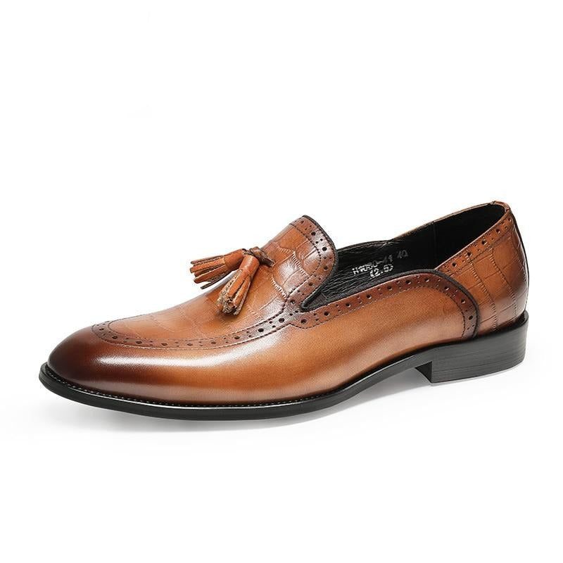 Férfi Naplopók Retro Elegáns Egzotikus Bojt Bőr Brogue - Kávé