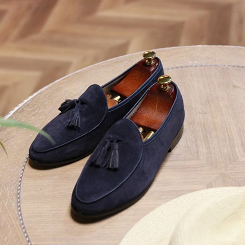 Férfi Naplopók Slip-on Velúr Cipők - Kék