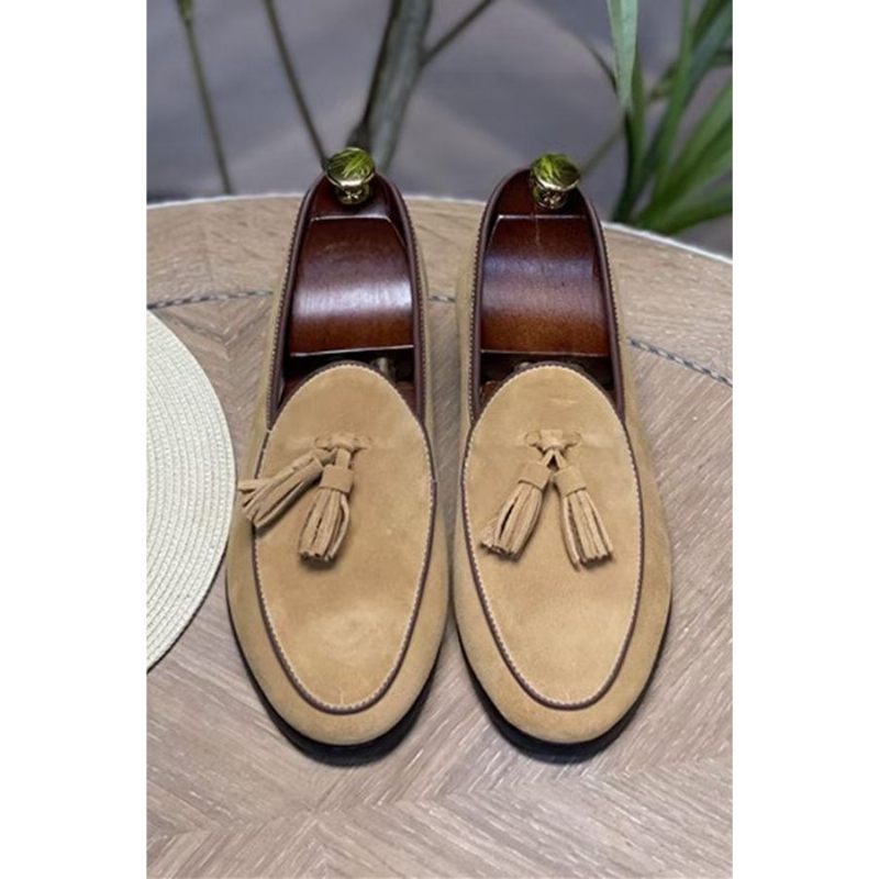 Férfi Naplopók Slip-on Velúr Cipők - Khaki