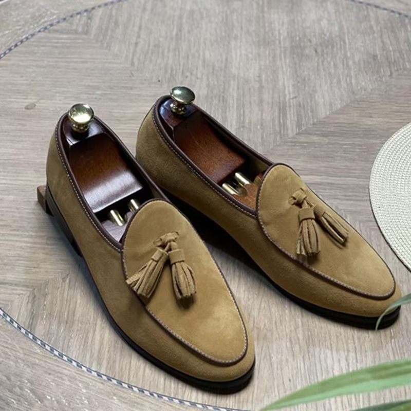 Férfi Naplopók Slip-on Velúr Cipők - Khaki